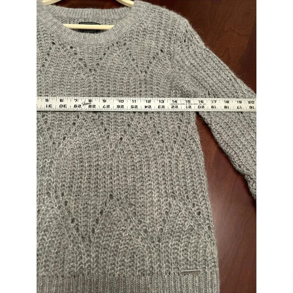 Abercrombie & FitchWomens Sweater S Gray Wool Alpaca Blend Open Knit Chunky - Picture 5 of 10